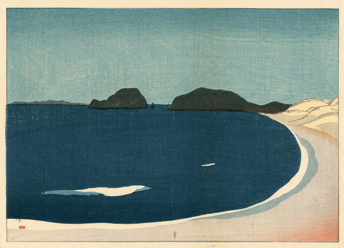 3. Sakamoto Hanjiro (1882-1969) Vue du port de Kami Genkainada, 1918, gravure sur bois, 18,1 x 25 cm. Coll. Elise Wessels.