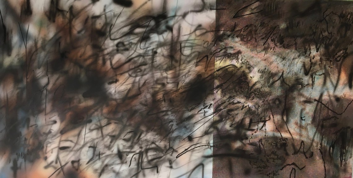 4. julie mehretu conjured parts (syria) aleppo and damascus.j 2016 encre et acrylique sur toile, 152,4 x 305, 4 cm. collection particulière.pg