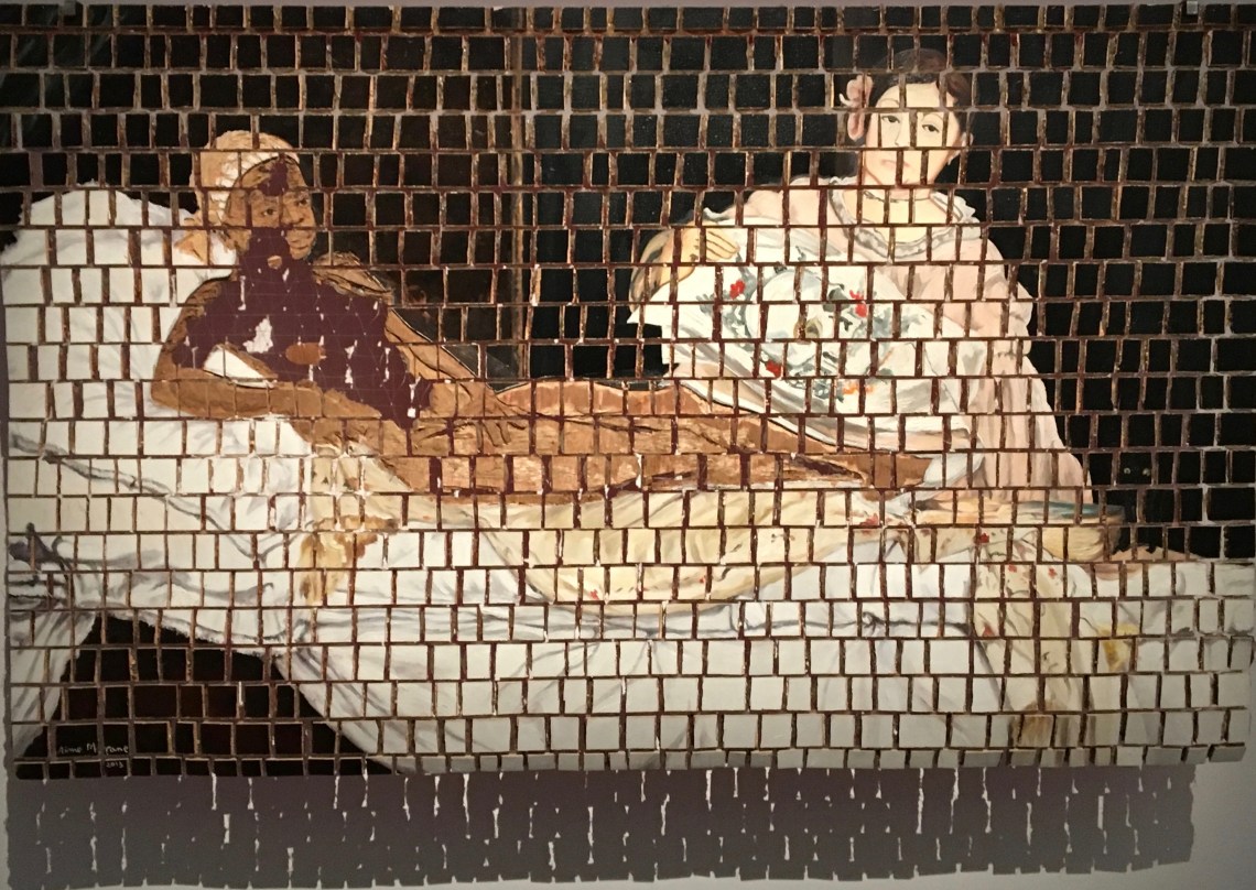 6. Aimé Mpane, Olympia II, 2013, peinture sur pièces de contreplaqué. Collection Gérard Valérius