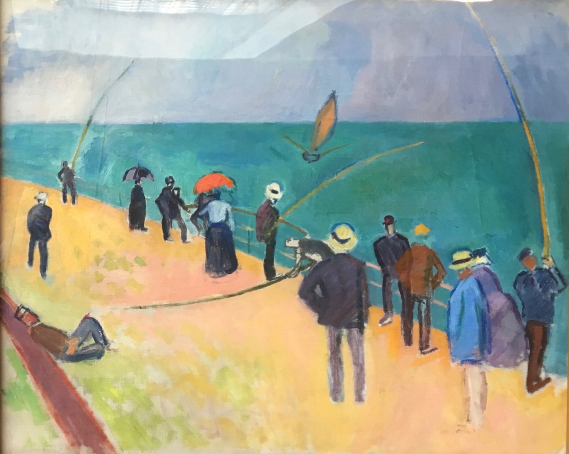 Raoul Dufy Les pêcheurs à la ligne sur la digue nord du Havre. 1907. Huile sur toile. Coll. particulière