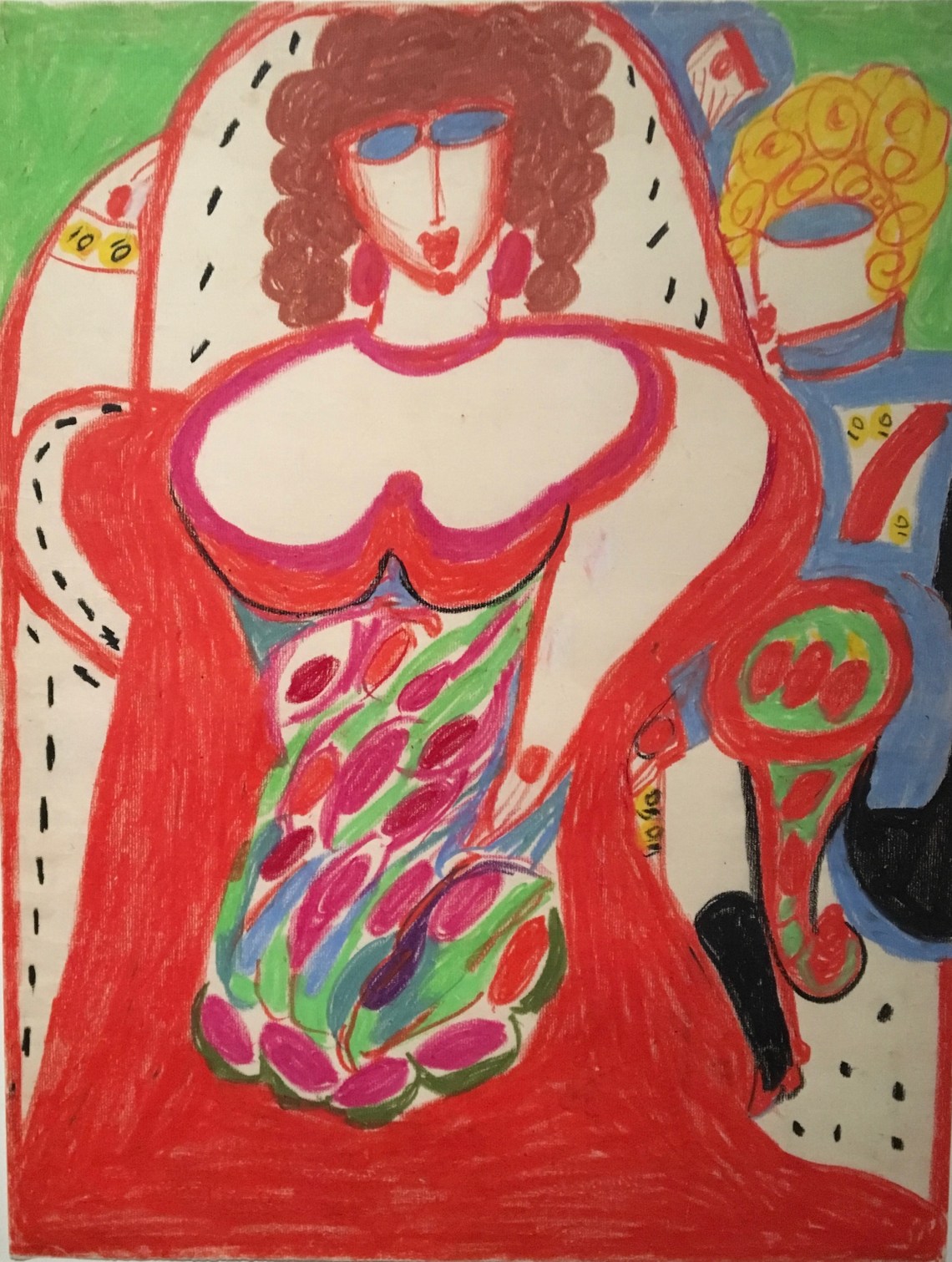 Aloïse Corbaz 1886-1963, Grande Cantatrice, craie grasse sur papier, Lausanne Musée cantonnal des Beaux-Arts